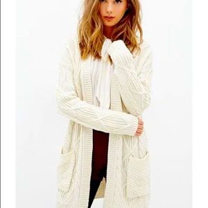 Forever 21 Longline Cable Knit Cardigan